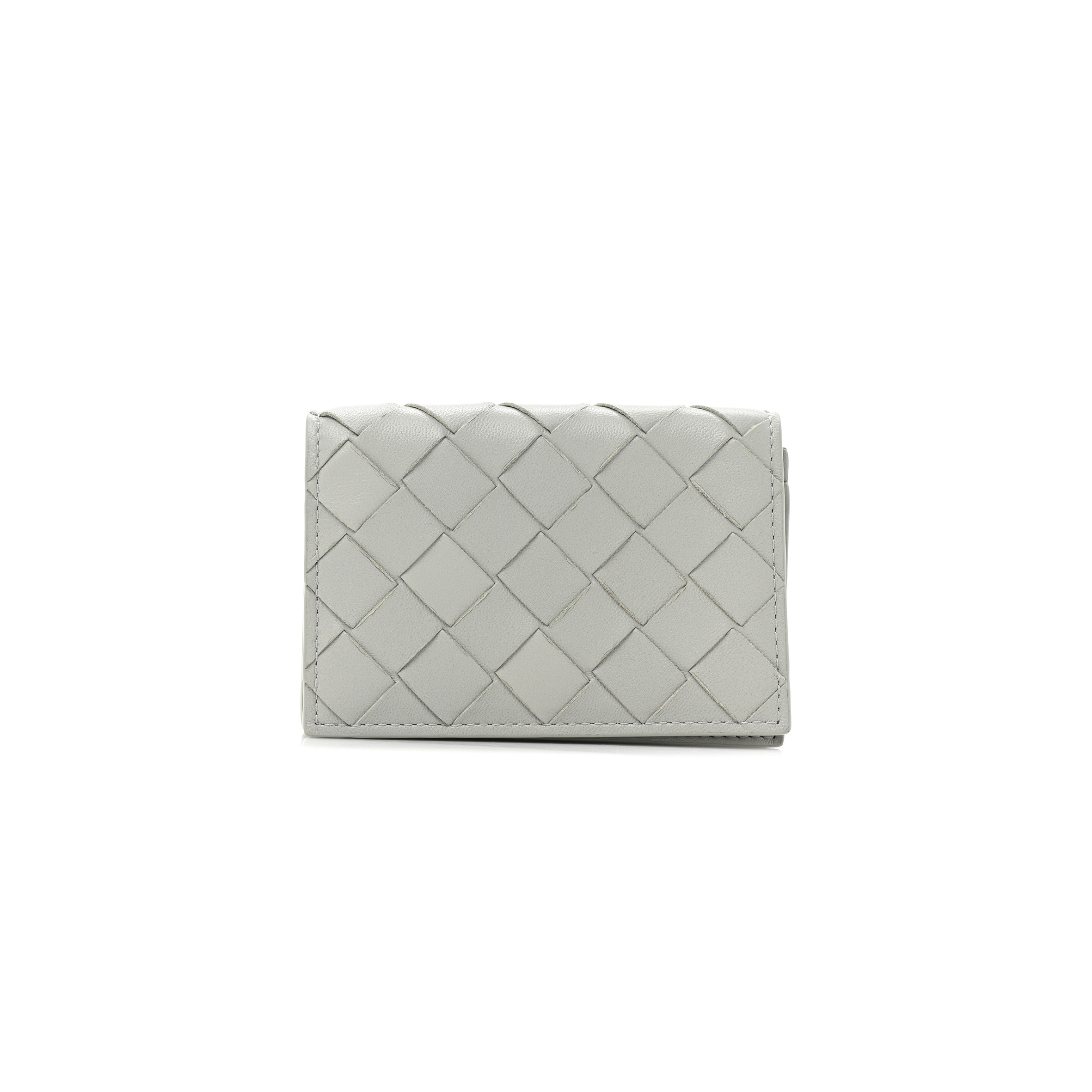 BOTTEGA VENETA NAPPA INTRECCIATO CARD CASE AGATE GREY (11*9*2cm)