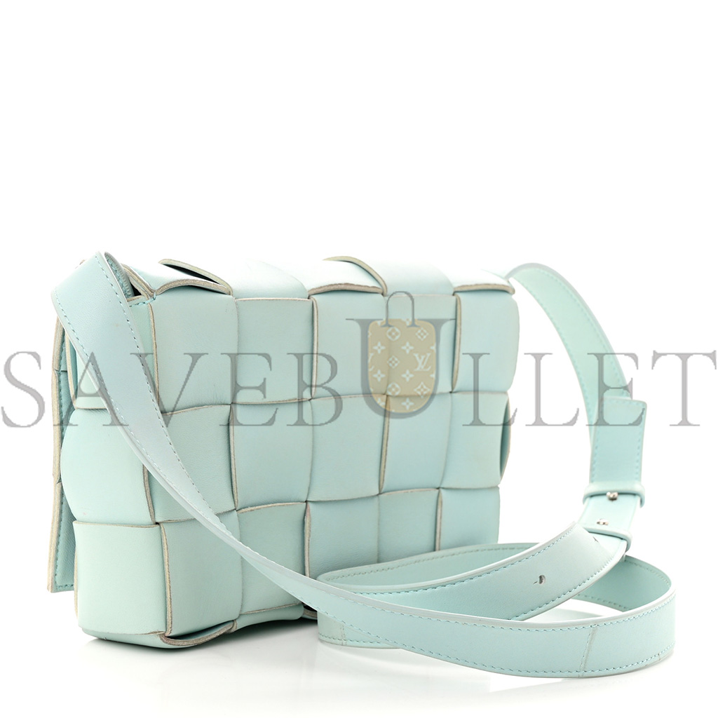 BOTTEGA VENETA NAPPA MAXI INTRECCIO CASSETTE BAG TEAL WASHED  (23*15*5.5cm)