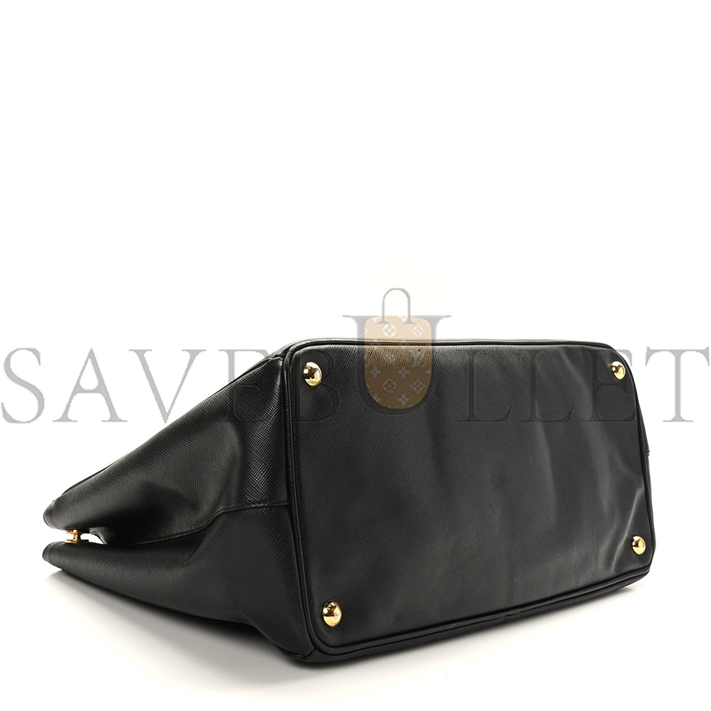 PRADA SAFFIANO LARGE GALLERIA DOUBLE ZIP TOTE BLACK (36*27*15cm)