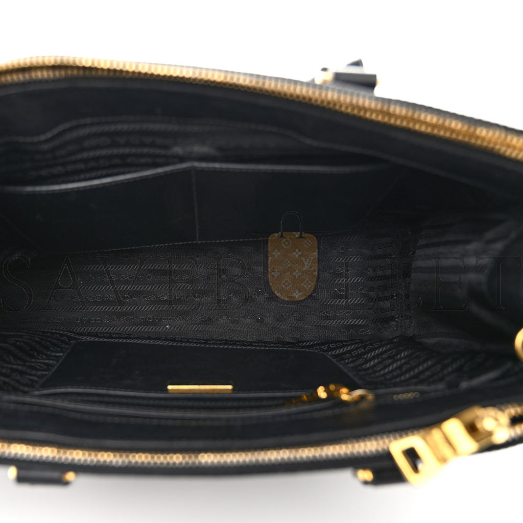 PRADA SAFFIANO MEDIUM GALLERIA DOUBLE ZIP TOTE BLACK (32*20*14cm)