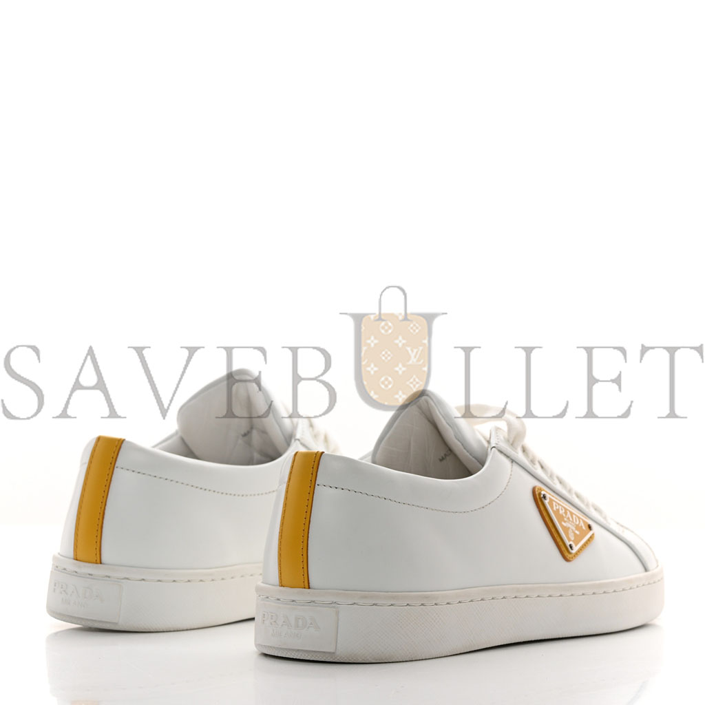 PRADA SPAZZOLATO ROIS METAL TRIANGLE LOGO 25MM SNEAKERS 35.5 WHITE SOLEIL PRADA SPAZZOLATO ROIS METAL TRIANGLE LOGO 25MM SNEAKERS 35.5 WHITE SOLEIL