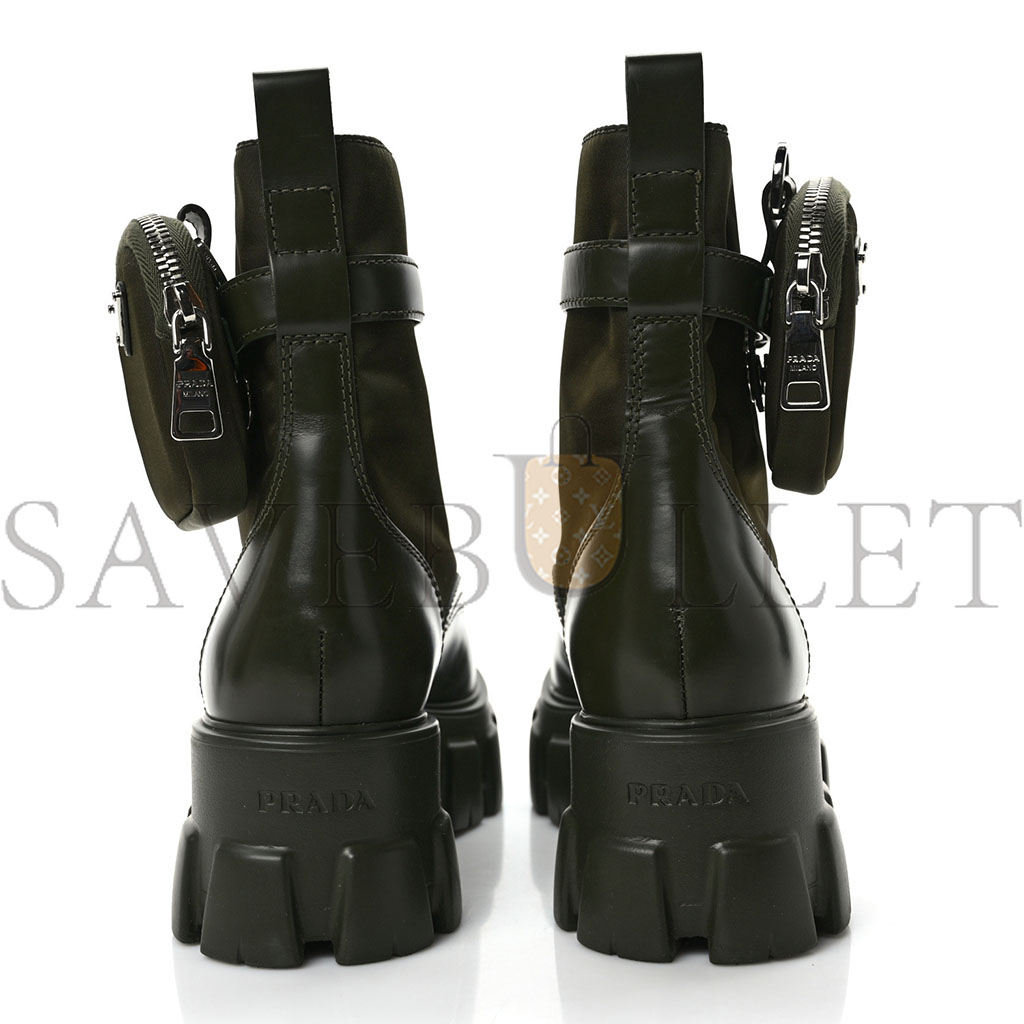 PRADA SPAZZOLATO ROIS RE-NYLON METAL TRIANGLE LOGO MONOLITH POUCH POCKET 55MM BOOTS 38 MILITARE PRADA SPAZZOLATO ROIS RE-NYLON METAL TRIANGLE LOGO MONOLITH POUCH POCKET 55MM BOOTS 38 MILITARE