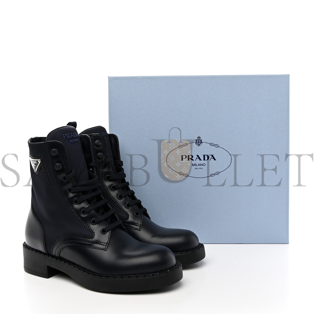 PRADA SPAZZOLATO RE-NYLON METAL TRIANGLE LOGO WOMENS 50MM COMBAT BOOTS 37 BLUE PRADA SPAZZOLATO RE-NYLON METAL TRIANGLE LOGO WOMENS 50MM COMBAT BOOTS 37 BLUE
