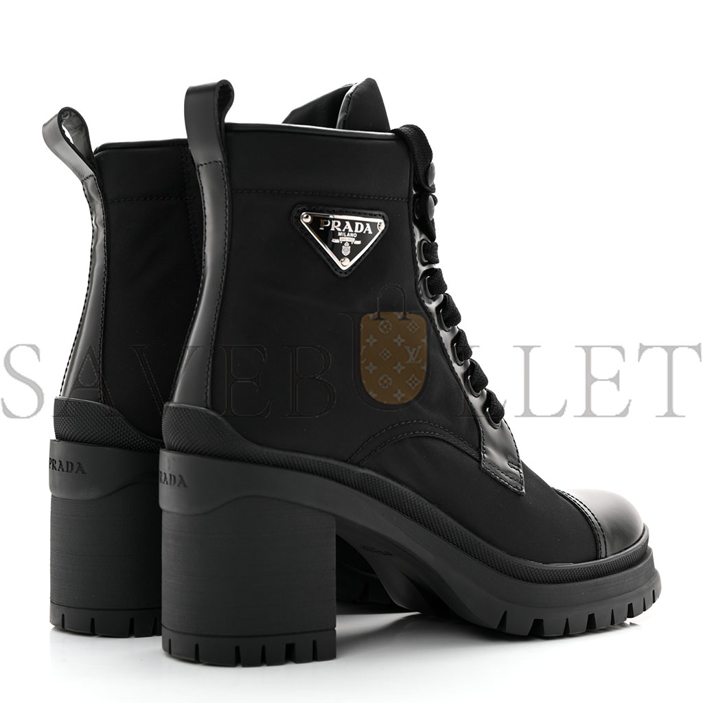 PRADA SPAZZOLATO RE-NYLON METAL TRIANGLE LOGO LACE UP 55MM ANKLE BOOTS 36.5 BLACK PRADA SPAZZOLATO RE-NYLON METAL TRIANGLE LOGO LACE UP 55MM ANKLE BOOTS 36.5 BLACK