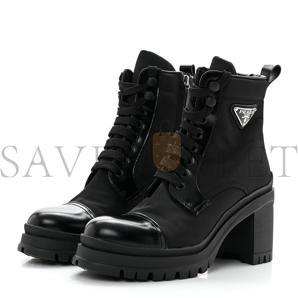 PRADA SPAZZOLATO RE-NYLON METAL TRIANGLE LOGO LACE UP 55MM ANKLE BOOTS 36.5 BLACK PRADA SPAZZOLATO RE-NYLON METAL TRIANGLE LOGO LACE UP 55MM ANKLE BOOTS 36.5 BLACK
