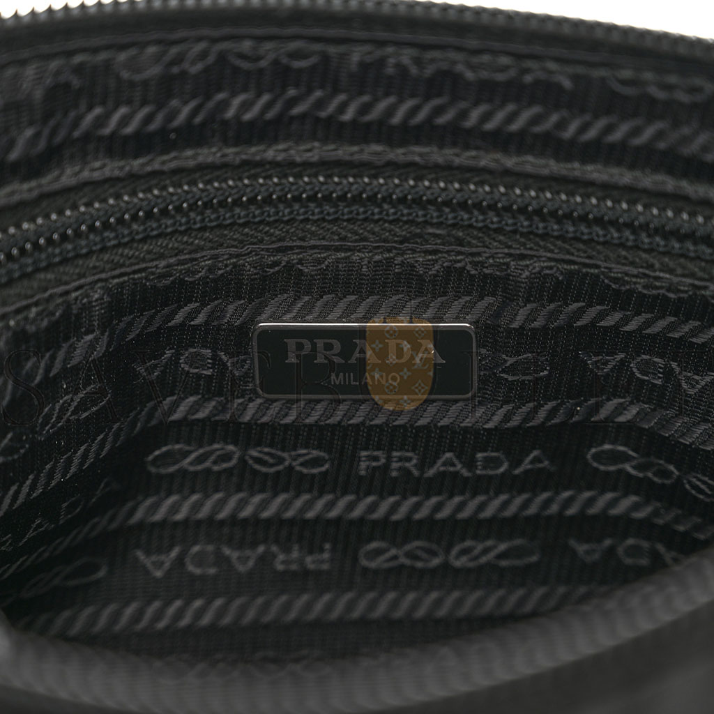 PRADA TESSUTO NYLON SAFFIANO WRISTLET BLACK (23*14cm)