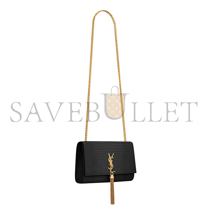 YSL KATE MEDIUM TASSEL IN CROCODILE-EMBOSSED LEATHER 354119DND0J1000 (24*14.5*5.5cm)