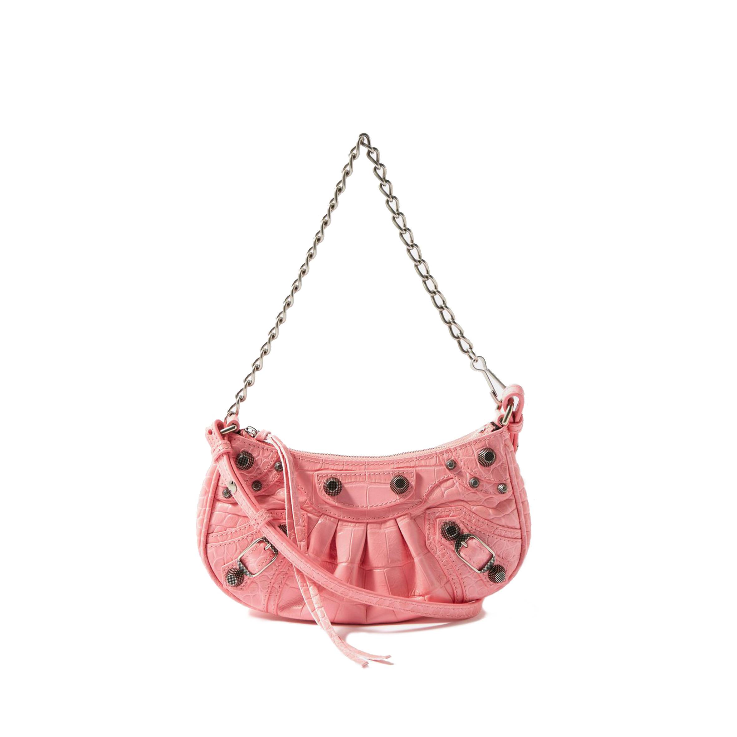 BALENCIAGA PINK LE CAGOLE MINI CROC-EFFECT LEATHER SHOULDER BAG MATCHESFASHION US (20*10*3.5cm)