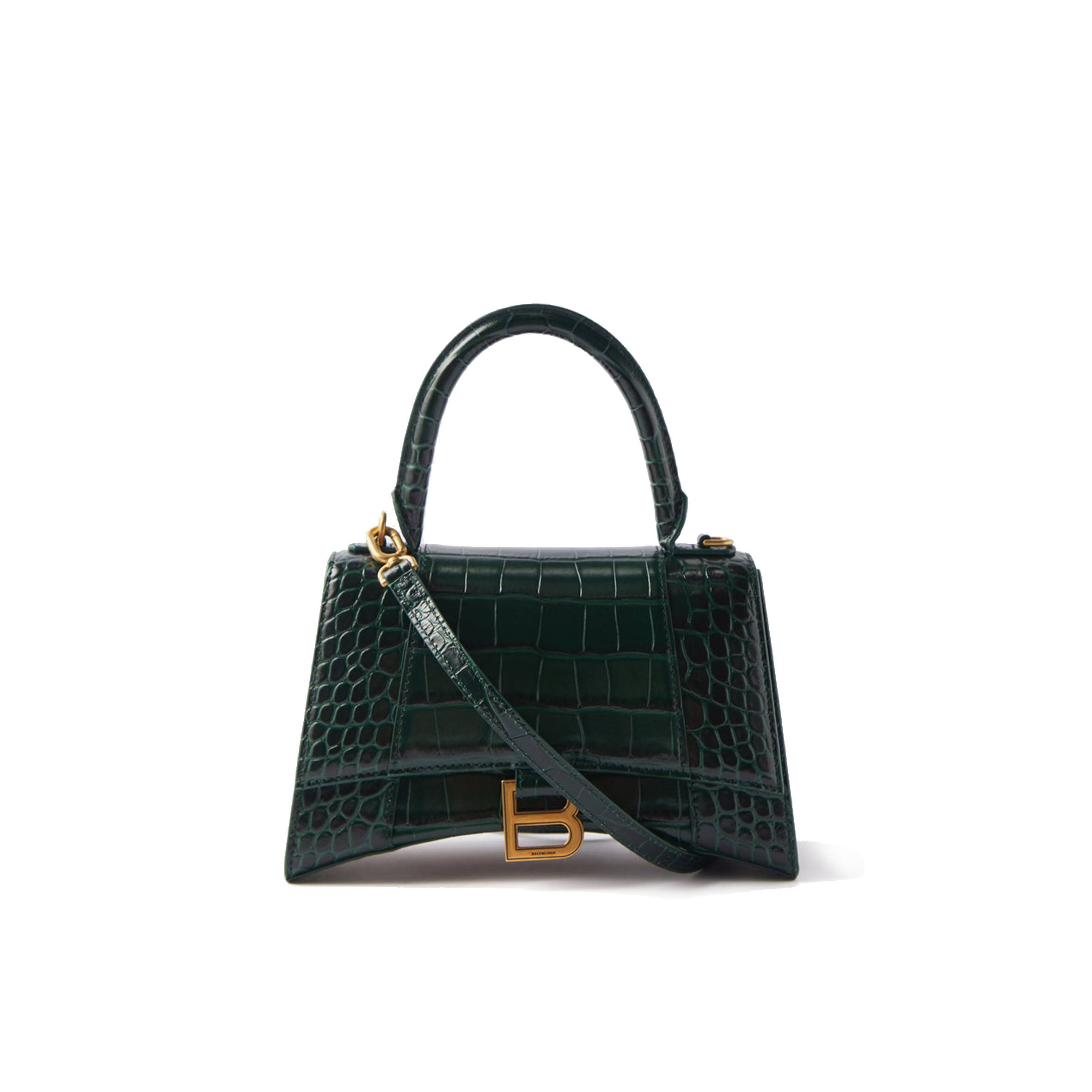 BALENCIAGA GREEN HOURGLASS S CROCODILE-EFFECT LEATHER BAG  MATCHESFASHION US (22.5*15*10cm)