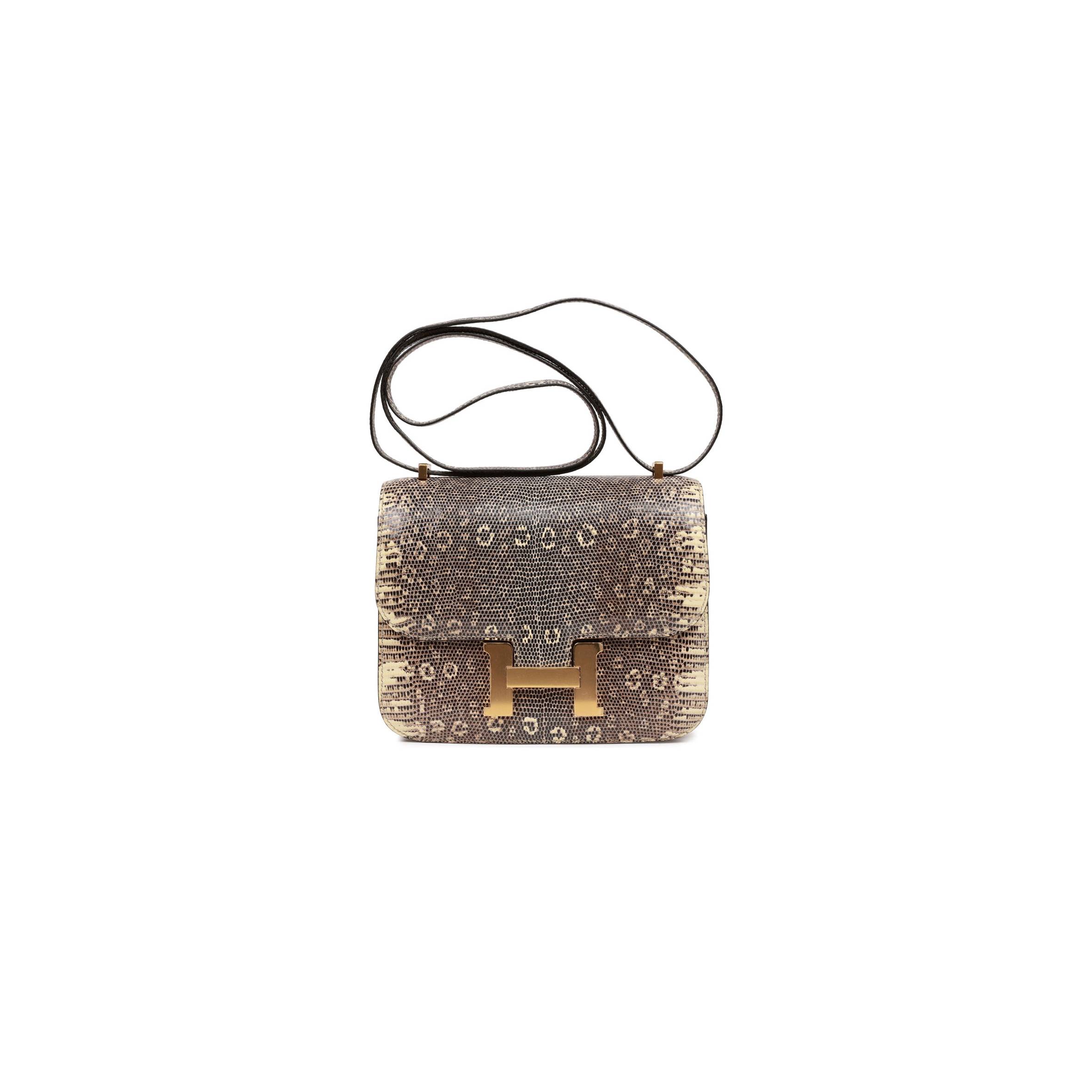 HERMES MINI CONSTANCE 18 OMBRE LIZARD VARANUS GOLD HARDWARE (18*16*5cm)