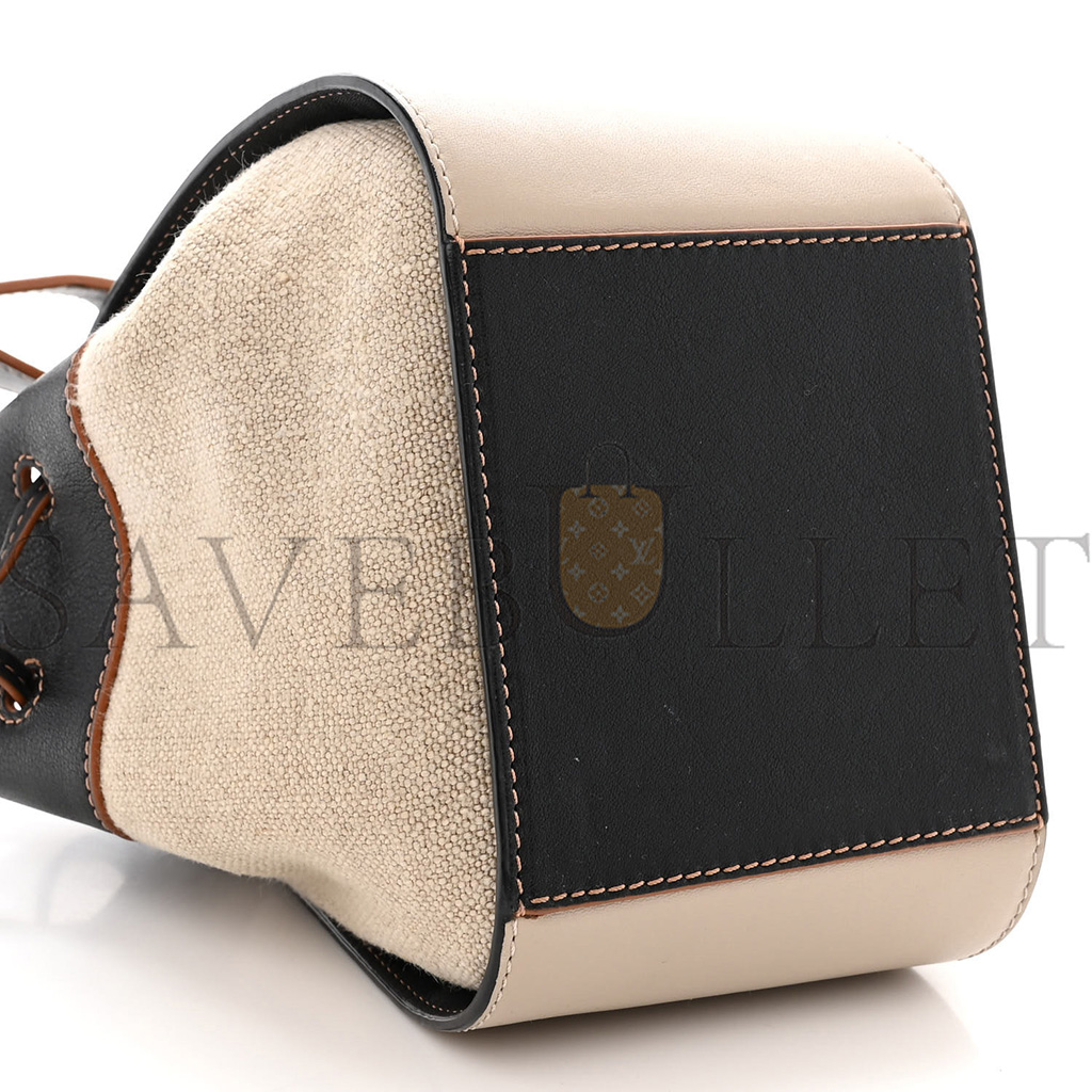 LOEWE CALFSKIN CANVAS MINI HAMMOCK SHOULDER BAG MINK BLACK (20*16*10cm)