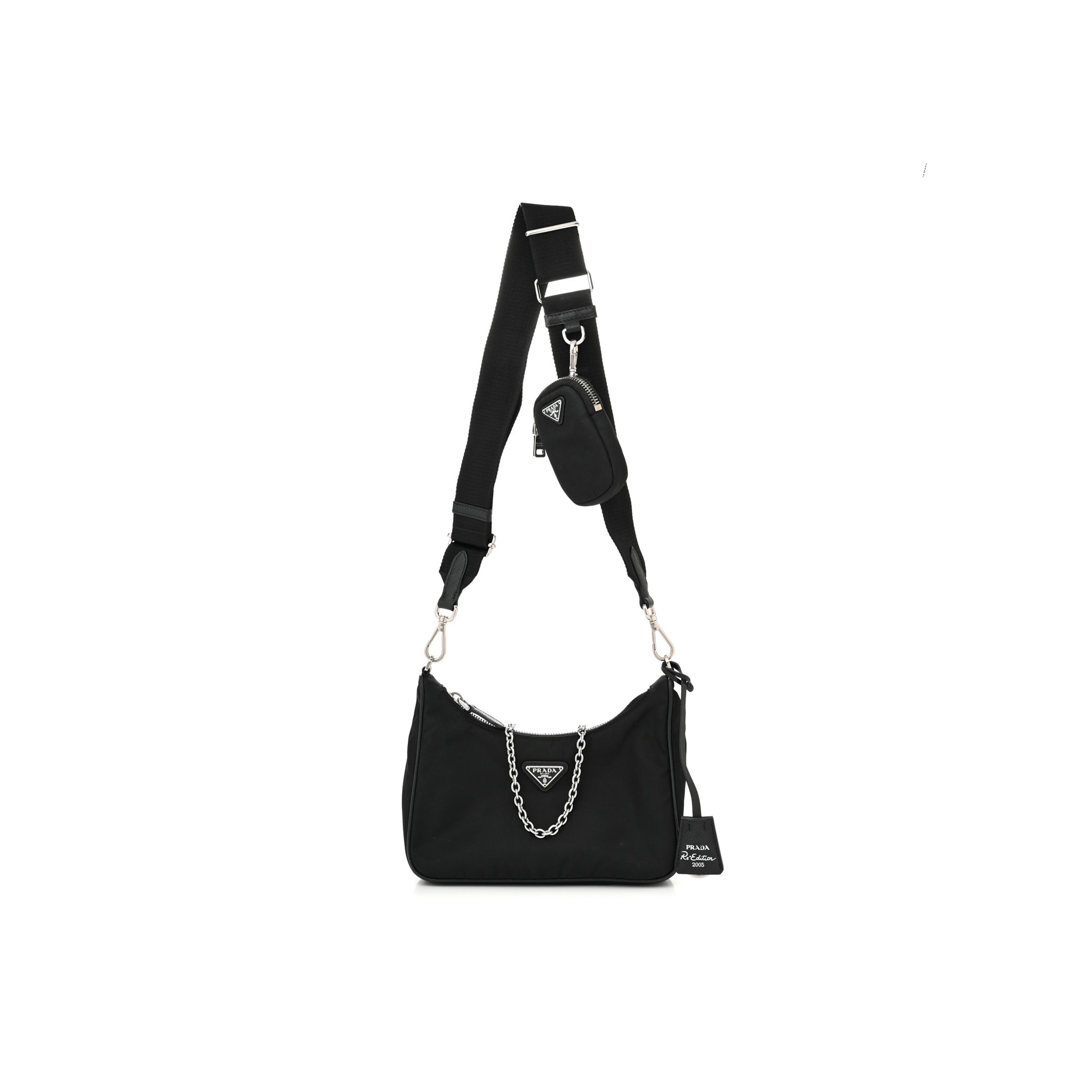 PRADA NYLON RE-EDITION 2005 SHOULDER BAG BLACK (22*18*6cm)