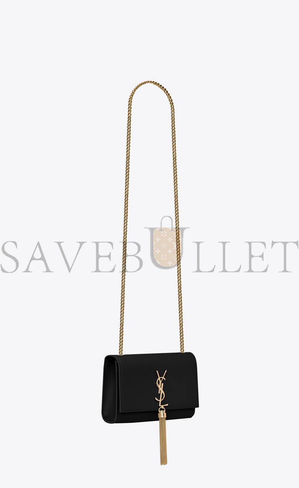 YSL KATE SMALL CHAIN BAG WITH TASSEL IN GRAIN DE POUDRE EMBOSSED LEATHER 474366BOW0J1000 (20*12.5*5cm)