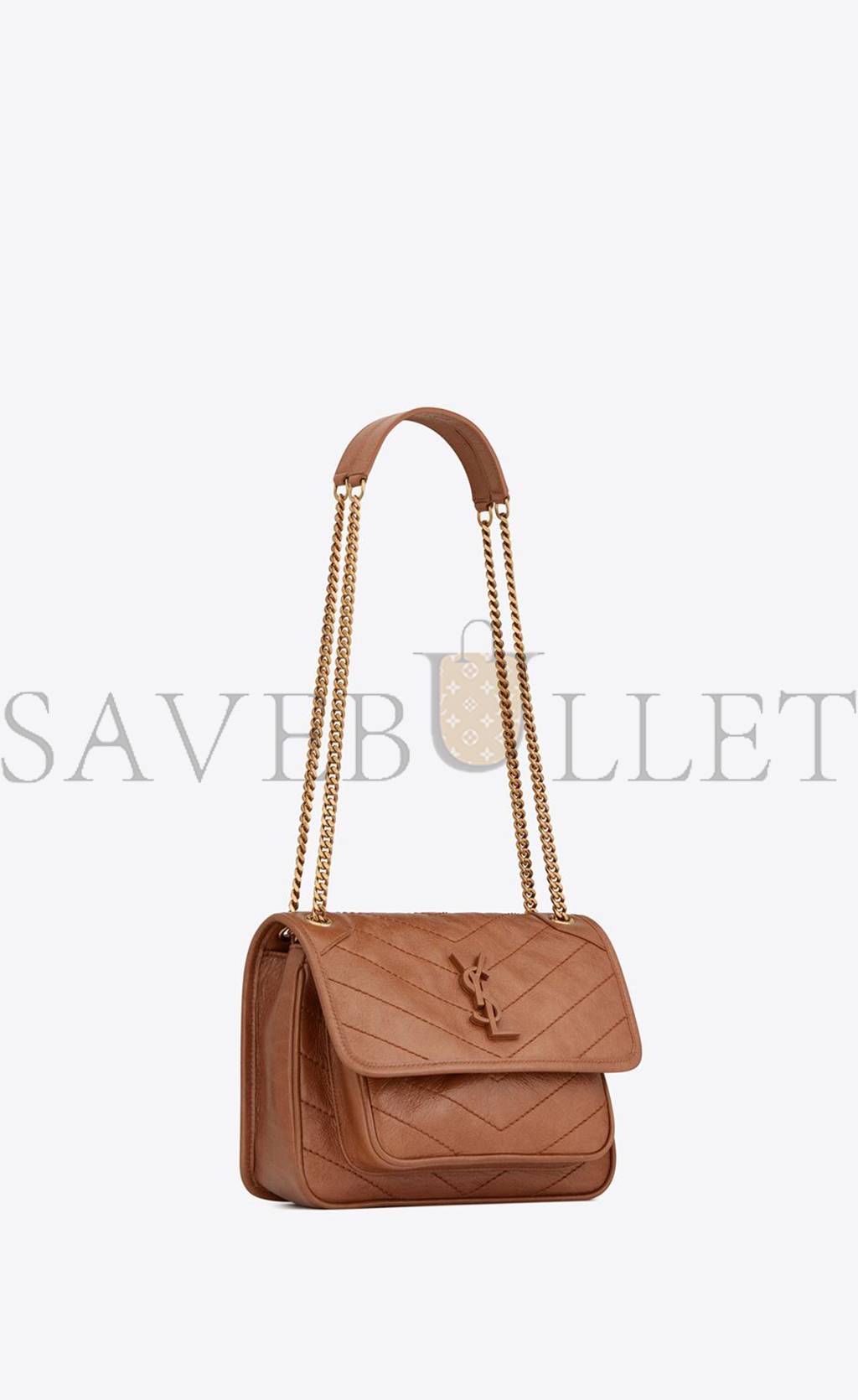 YSL NIKI BABY CHAIN BAG IN CRINKLED VINTAGE VEGETABLE-TANNED LEATHER 6331601YG072522 (21*16*7.5cm)