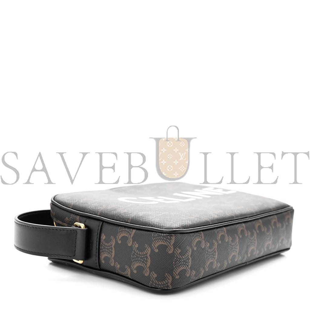CELINE TRIOMPHE CANVAS MEDIUM MESSENGER BAG BLACK (23*15*5cm) CELINE TRIOMPHE CANVAS MEDIUM MESSENGER BAG BLACK (23*15*5cm)