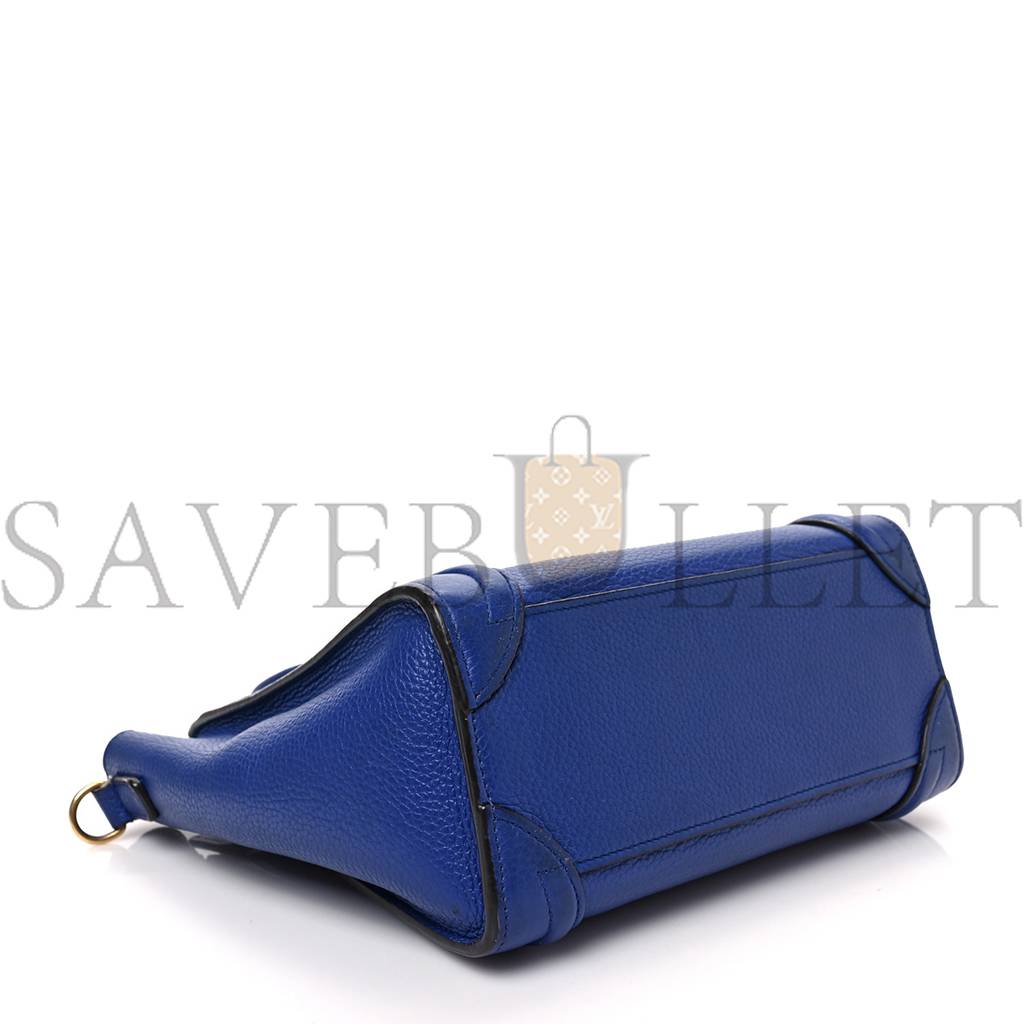 CELINE DRUMMED CALFSKIN NANO LUGGAGE INDIGO (20*19*10cm)