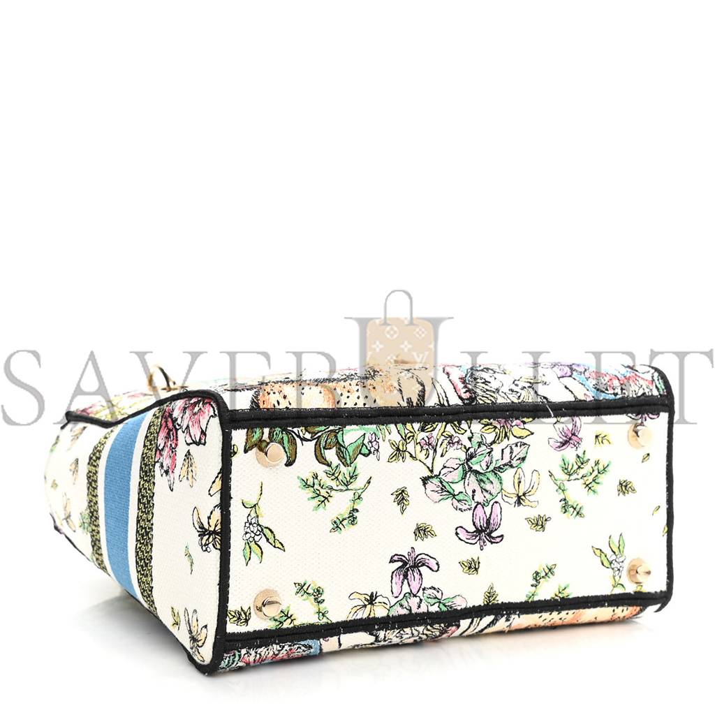 DIOR CANVAS D-CONSTELLATION EMBROIDERED MEDIUM LADY D-LITE LATTE MULTICOLOR (23*20*12.1cm)