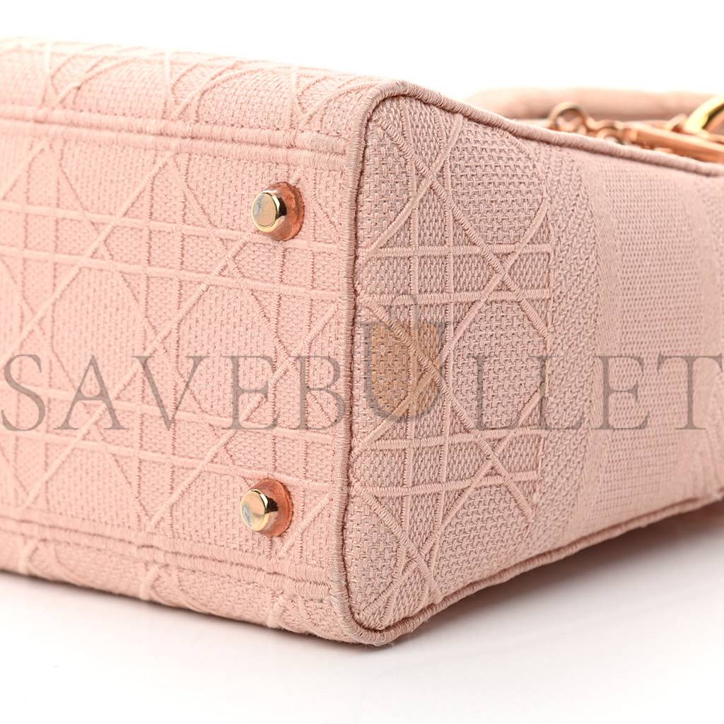 DIOR CANVAS EMBROIDERED CANNAGE MEDIUM LADY D-LITE PINK (23*20*11.4cm)