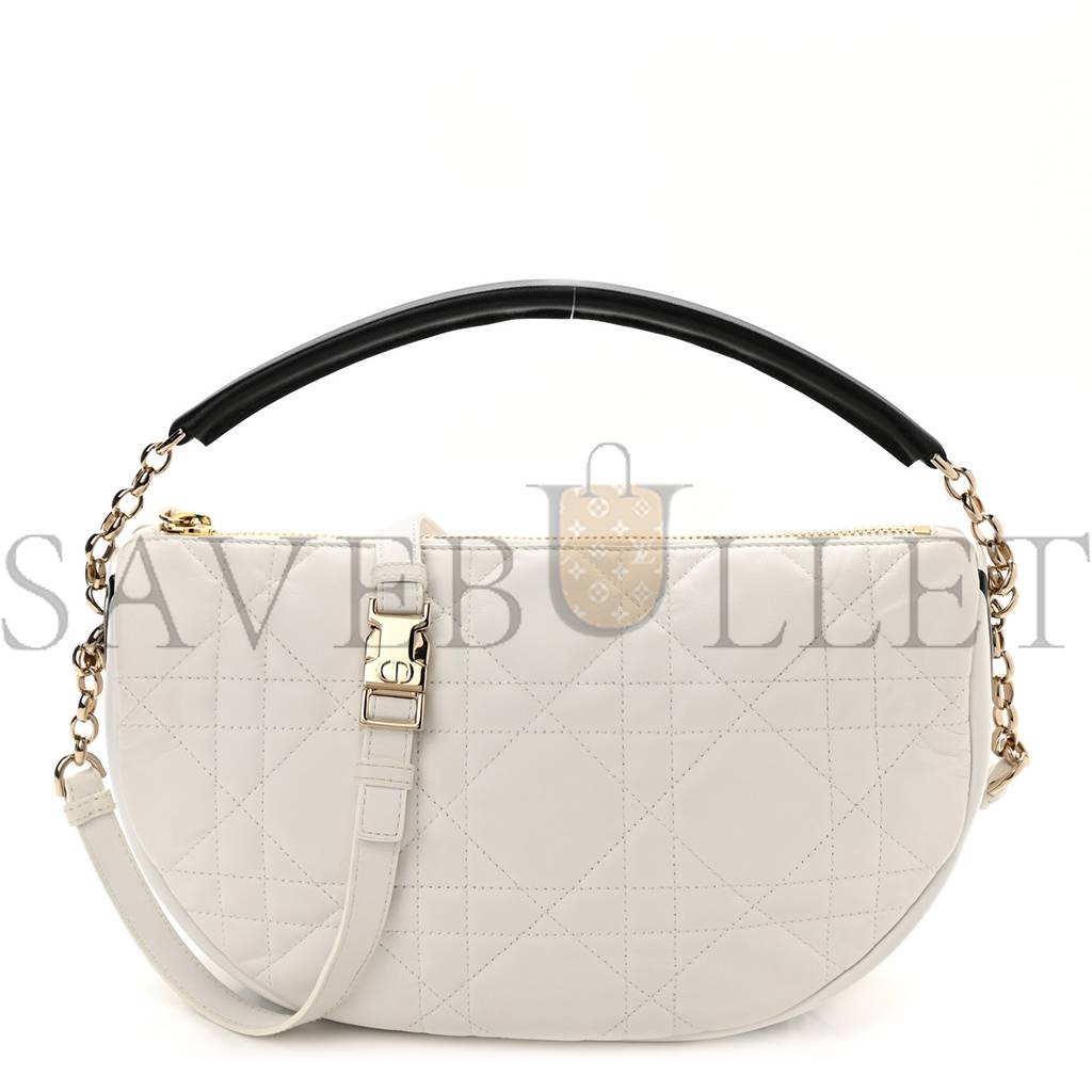 DIOR LAMBSKIN CANNAGE MEDIUM DIOR VIBE HOBO BAG WHITE (29*19*8.3cm)