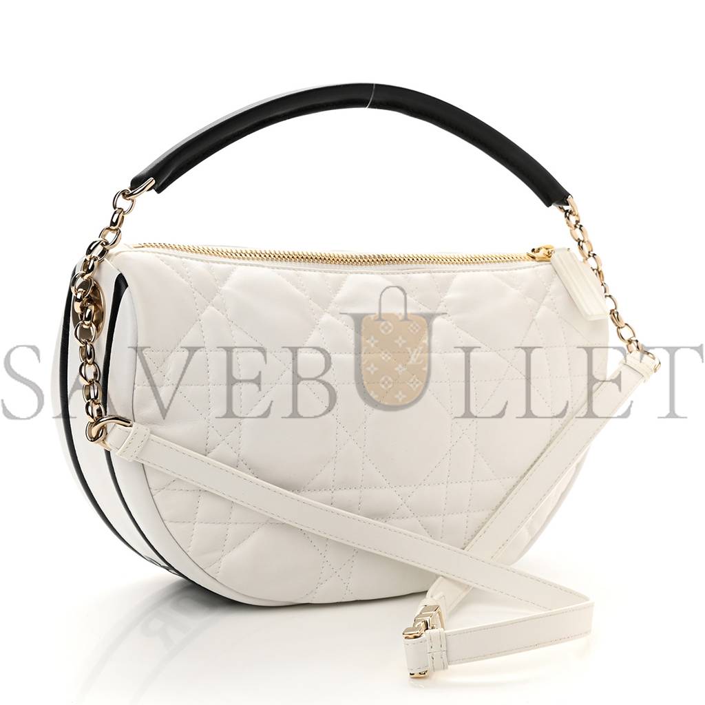 DIOR LAMBSKIN CANNAGE MEDIUM DIOR VIBE HOBO BAG WHITE (29*19*8.3cm)