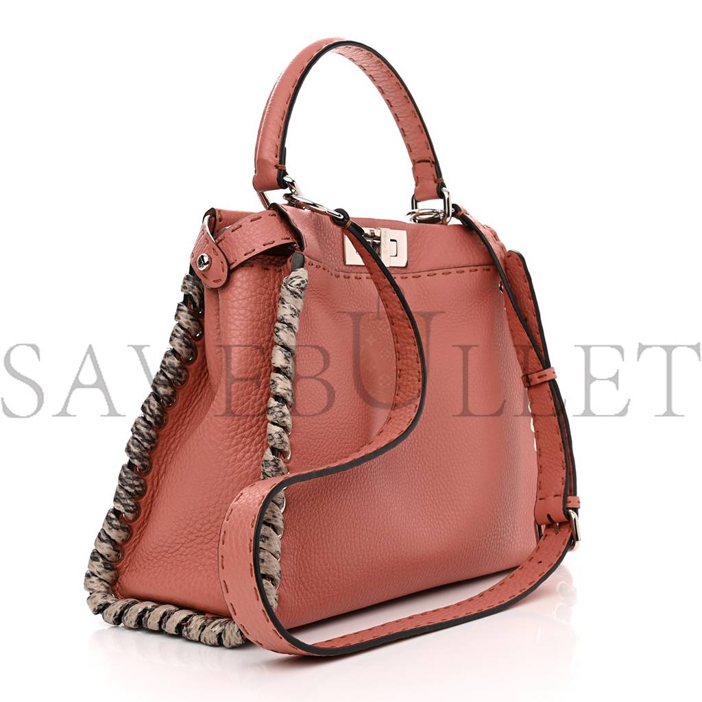 FENDI CUOIO ROMANO SELLERIA ELAPHE LACE UP MEDIUM PEEKABOO ICONIC SATCHEL MAKE UP TAUPE (34*25*13cm)