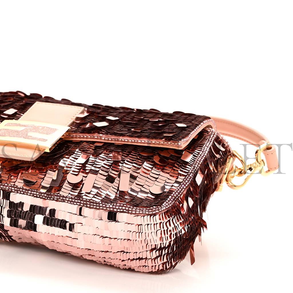 FENDI SEQUIN PAILLETTES VITELLO GRACE SEX AND THE CITY BAGUETTE BABY PINK (27*15*6cm)