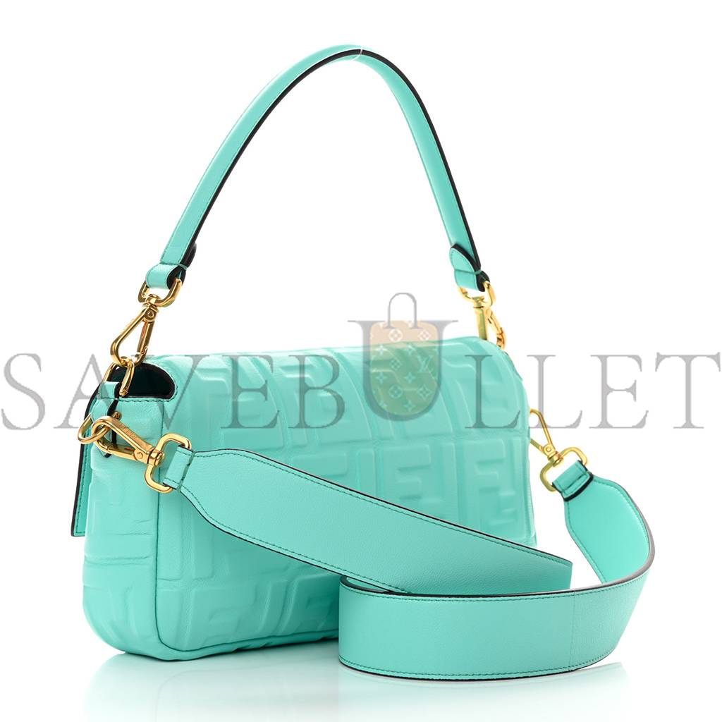 FENDI NAPPA FF 1974 EMBOSSED BAGUETTE SPRING TURQUOISE (27*15*5cm)