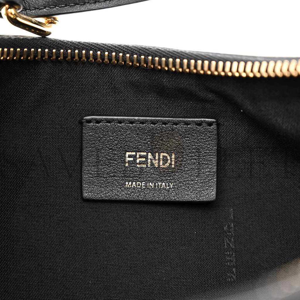 FENDI VITELLO GRACE MATTE SMALL FENDIGRAPHY HOBO BAG BLACK (28*23*10cm)