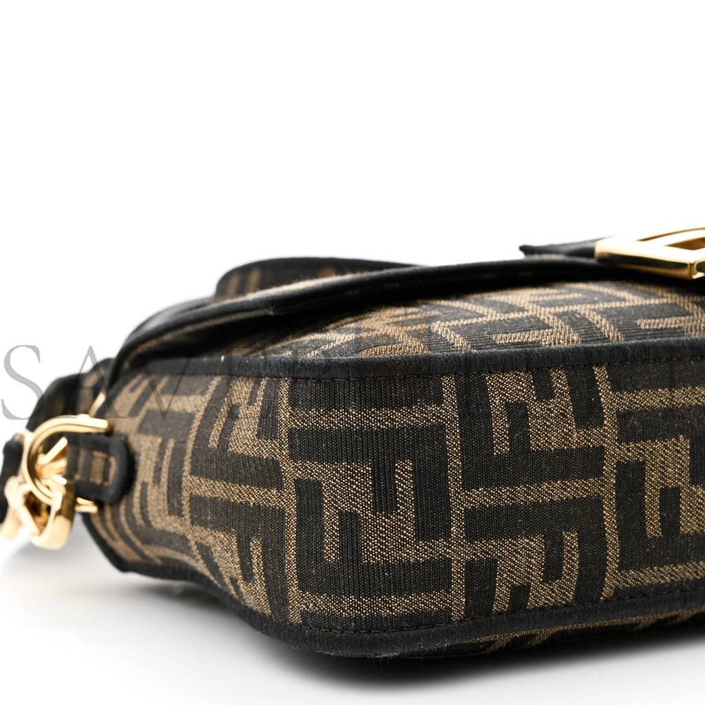 FENDI FABRIC JACQUARD FF 1974 MEDIUM BAGUETTE TOBACCO MORO BLACK (27*14*6cm) 